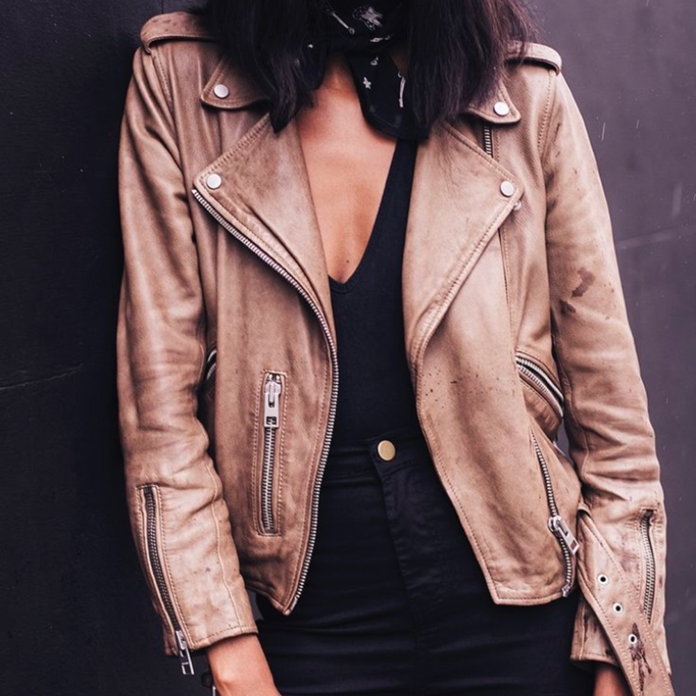 VINTAGE Anthropologie leather moto jacket w/studs
